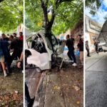 Córdoba: repartidor se quedó sin frenos, chocó contra un árbol y fue rescatado