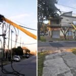 Un camión derribó postes de luz y dejó sin servicio eléctrico a varias cuadras de Quilmes Oeste